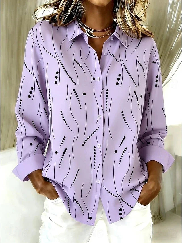 Dawnsley | Casual Abstract Print Button Blouse