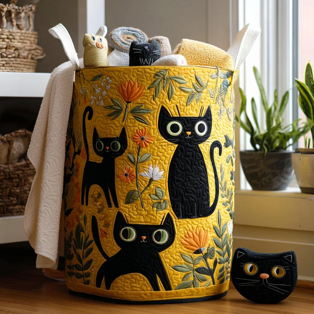 Marmalade | Golden Garden Cats Quilted Laundry Basket
