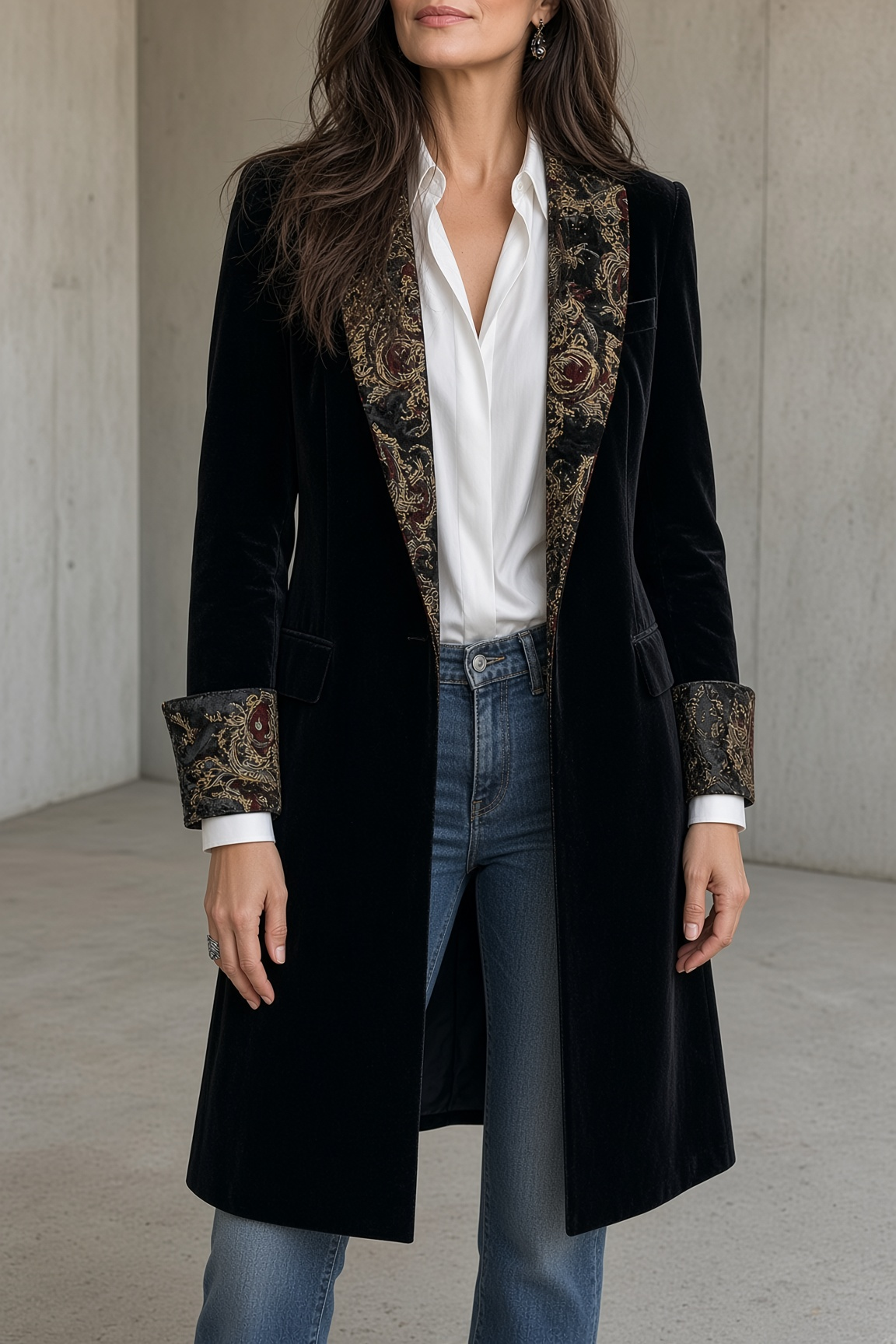 Monica | Longline Velvet Coat