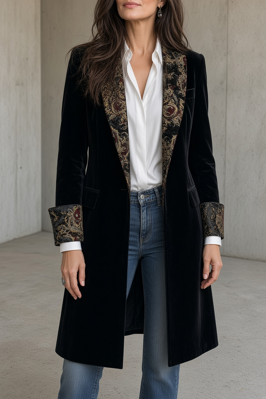 Monica | Longline Velvet Coat