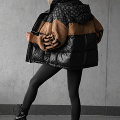 Natalie | Contrast-Sleeve Puffer Coat