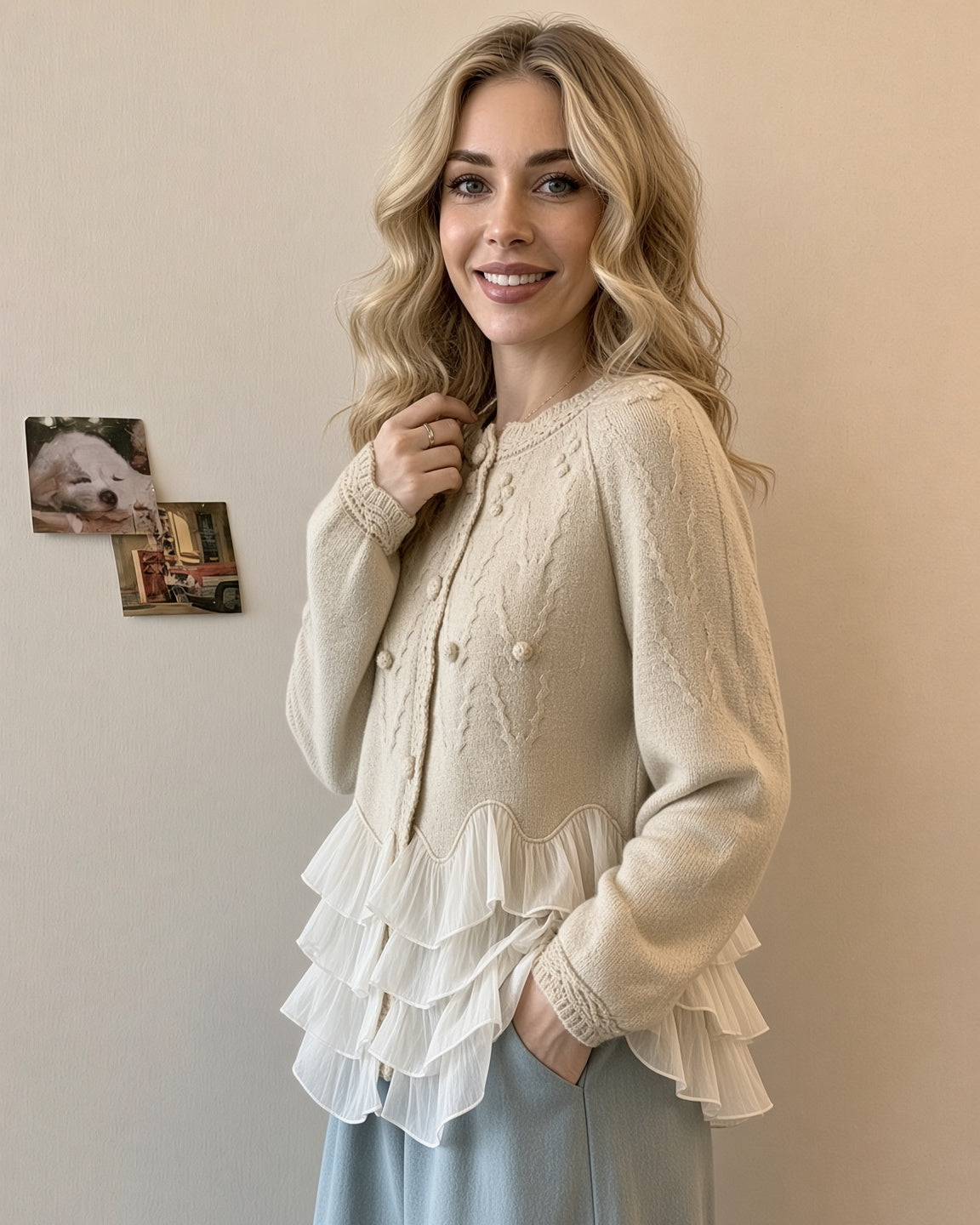 Natalie | Ruffle-Hem Cardigan