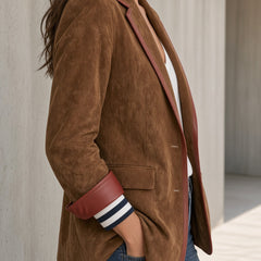 Elena | Vintage Blazer with Burgundy Trim