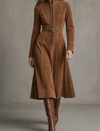 Rosa | Belted Zip-Front Midi Dress