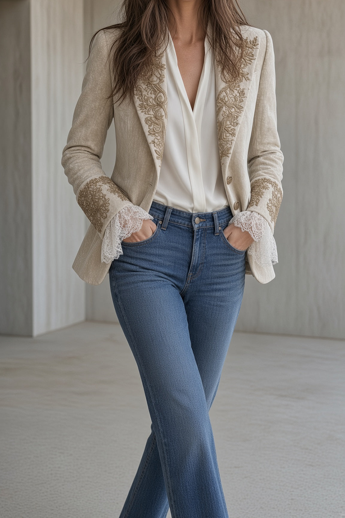Natalie | Embroidered Velvet Blazer