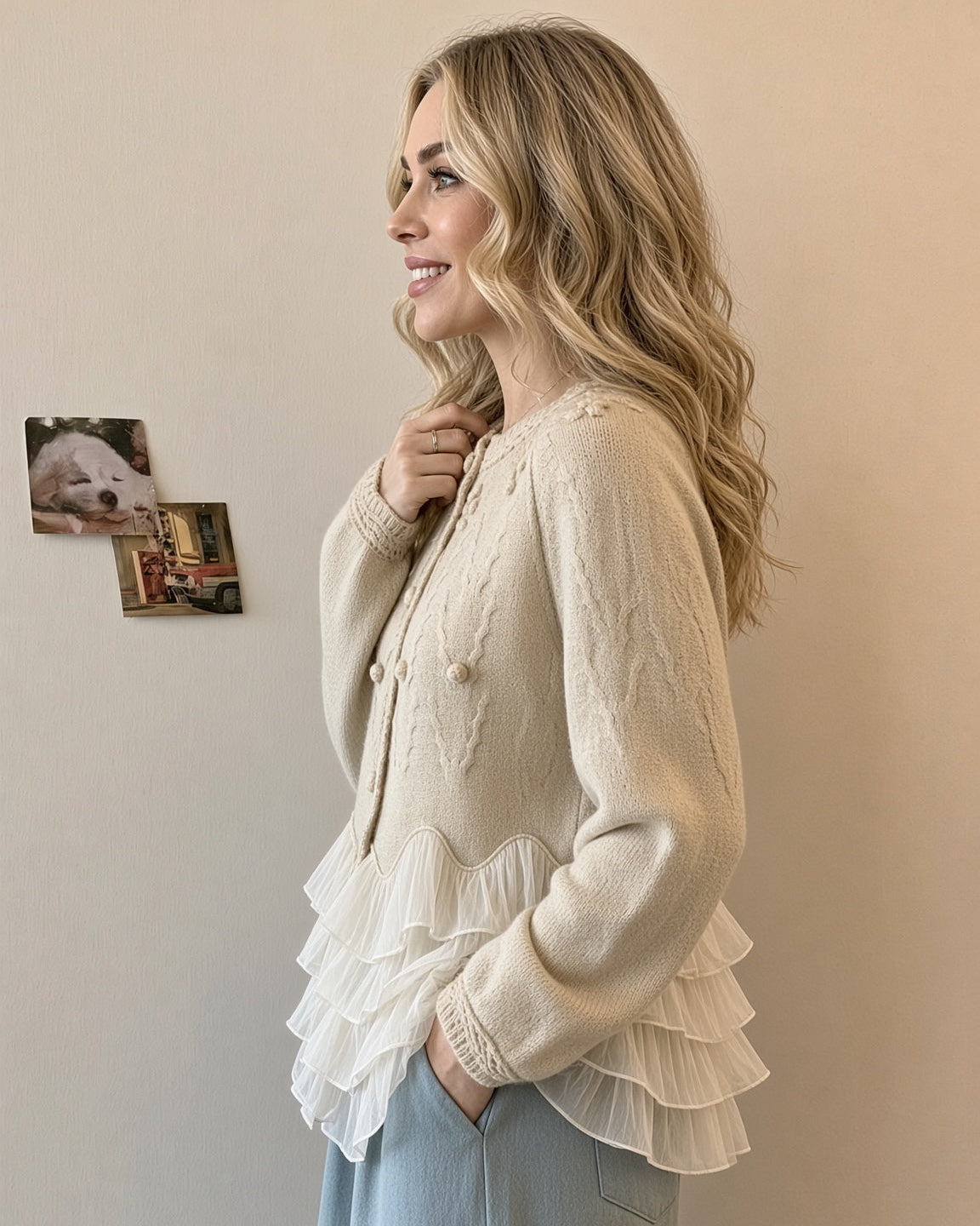 Natalie | Ruffle-Hem Cardigan