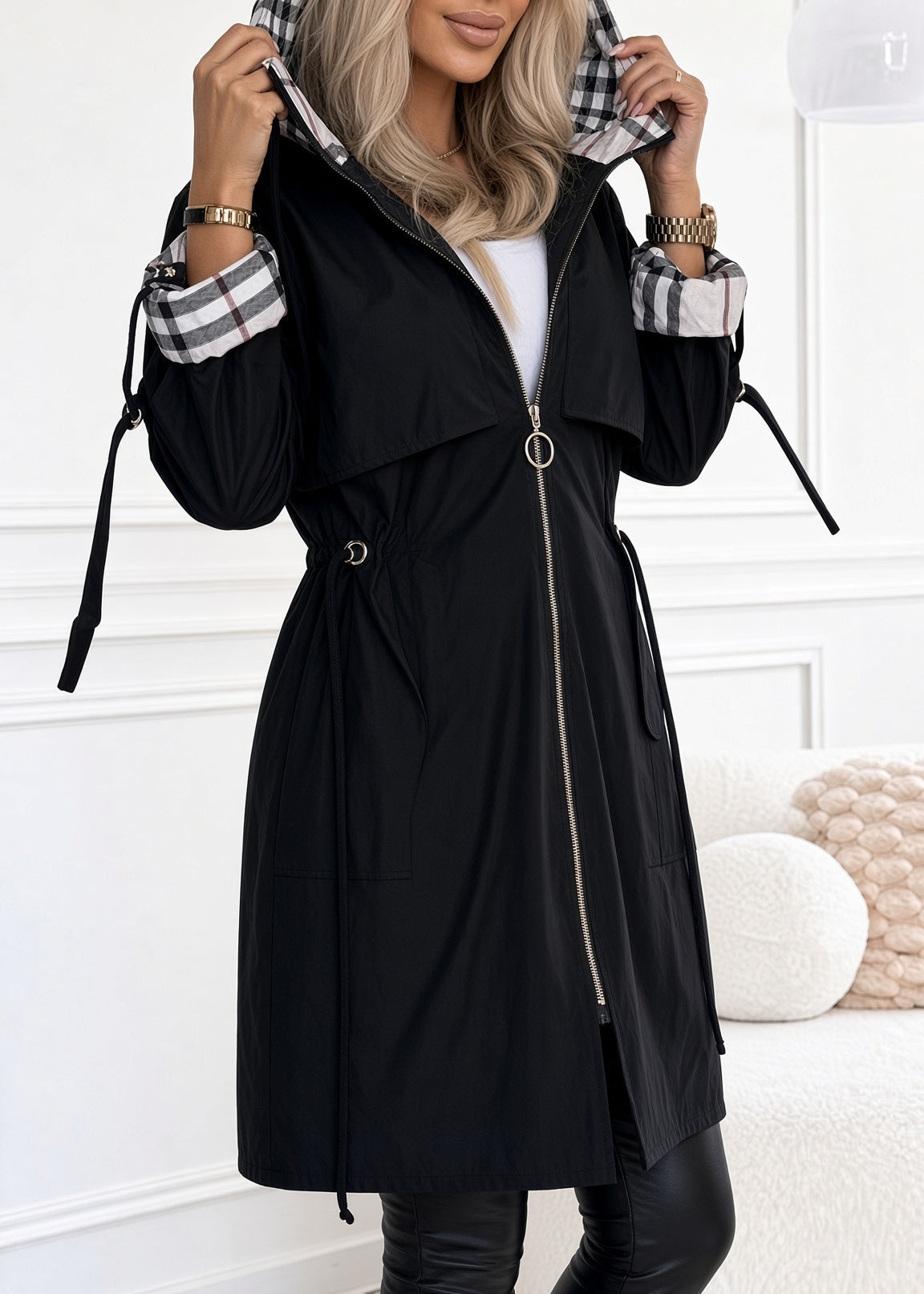 Monica | Hooded Longline Zip Coat