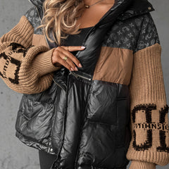 Natalie | Contrast-Sleeve Puffer Coat