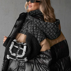 Natalie | Contrast-Sleeve Puffer Coat