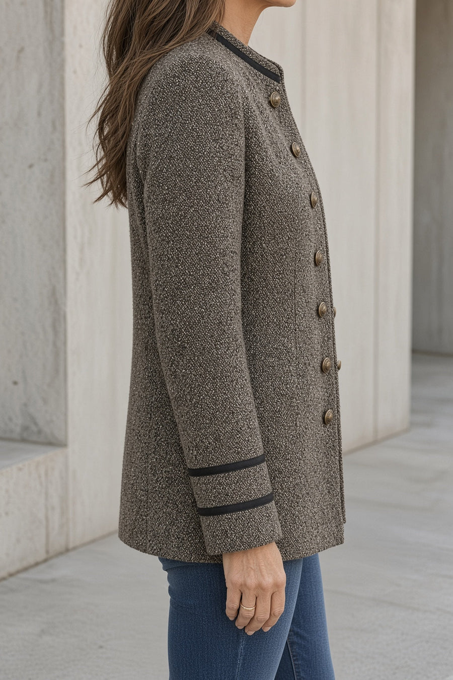 Elena | Textured Blazer with Gold-Tone Buttons