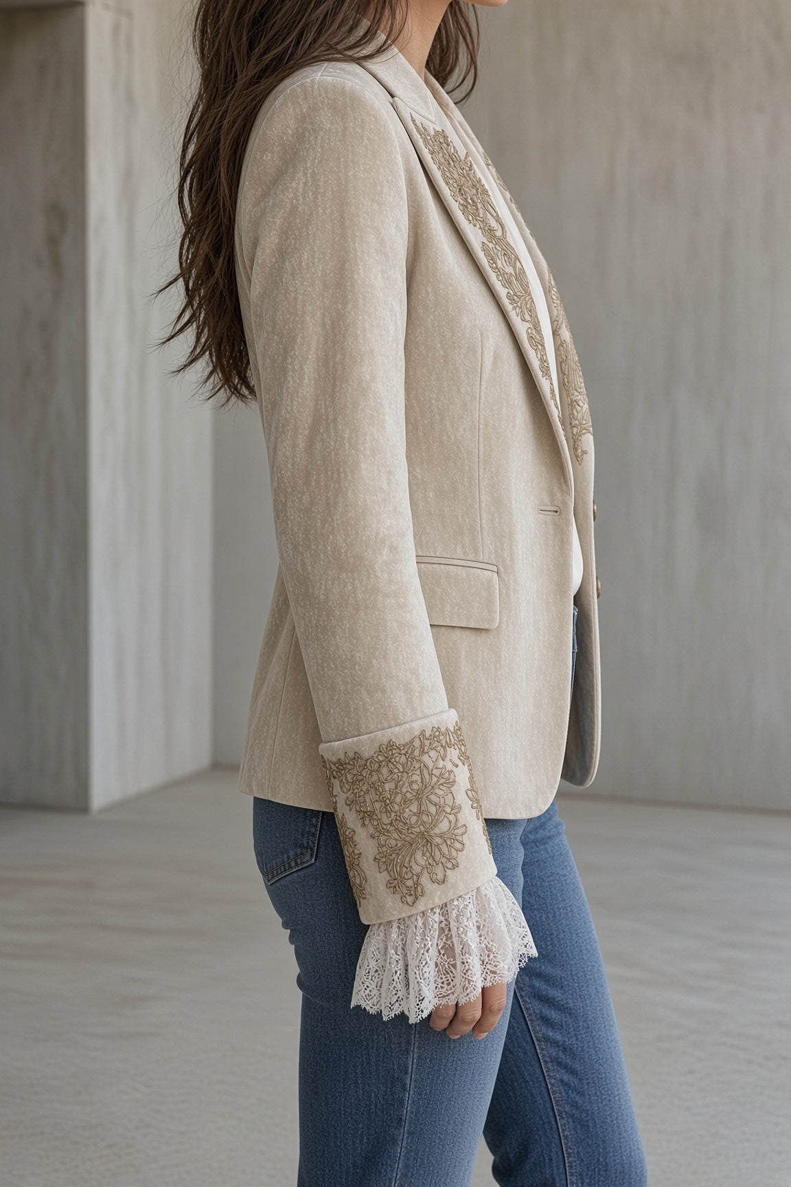 Natalie | Embroidered Velvet Blazer