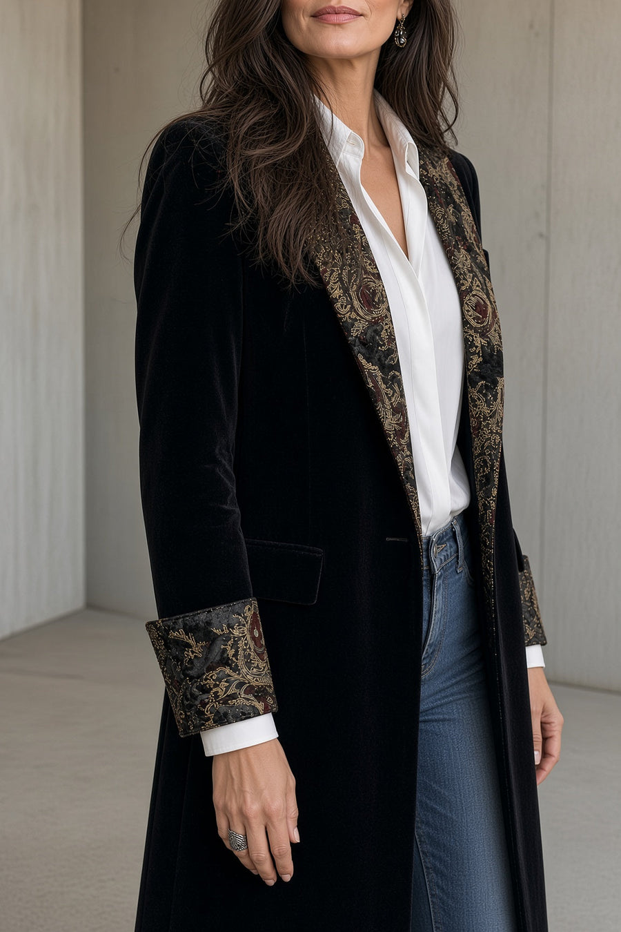 Monica | Longline Velvet Coat