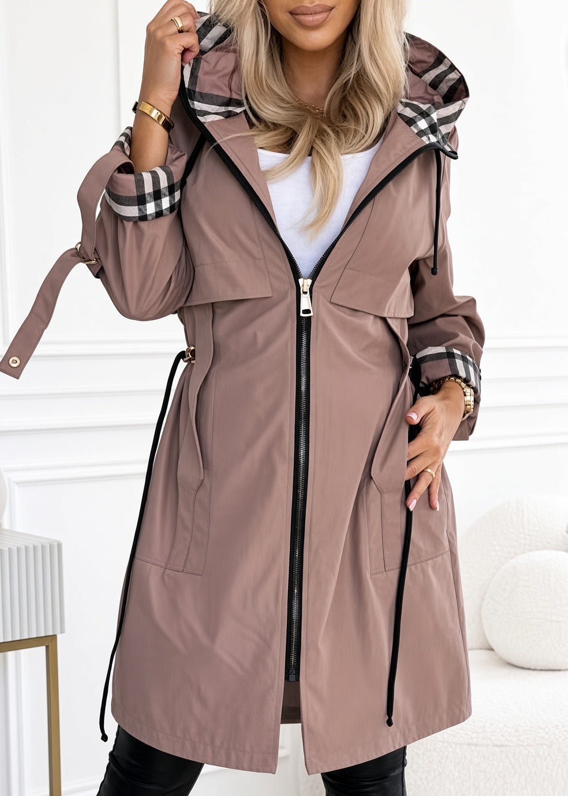 Monica | Hooded Longline Zip Coat