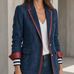 Elena | Vintage Blazer with Burgundy Trim