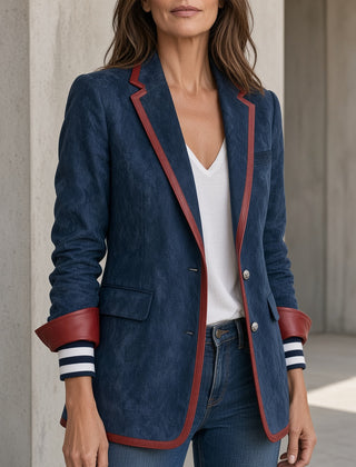 Elena | Vintage Blazer with Burgundy Trim