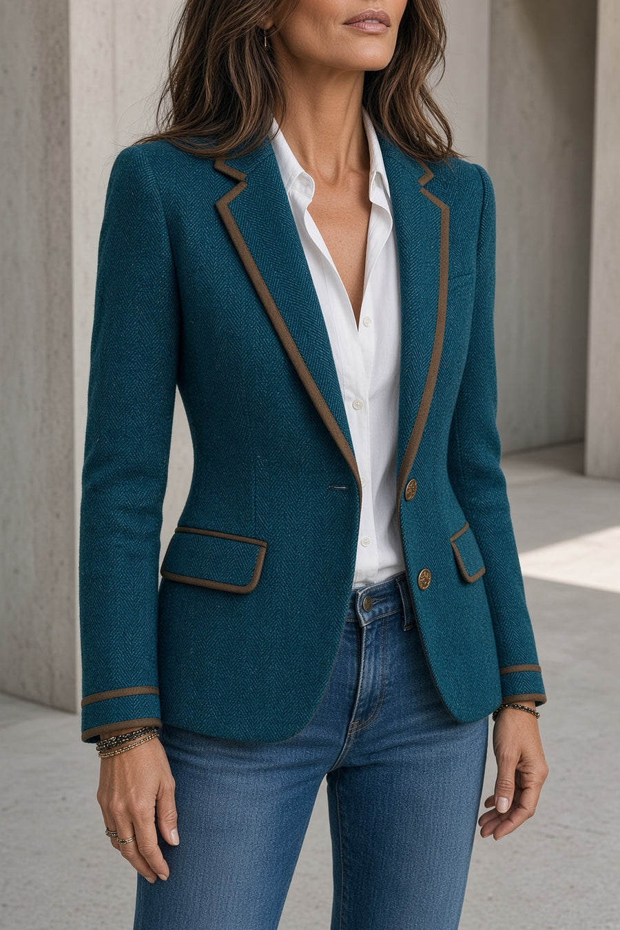 Luna | Vintage Herringbone Blazer