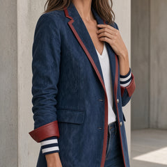 Elena | Vintage Blazer with Burgundy Trim