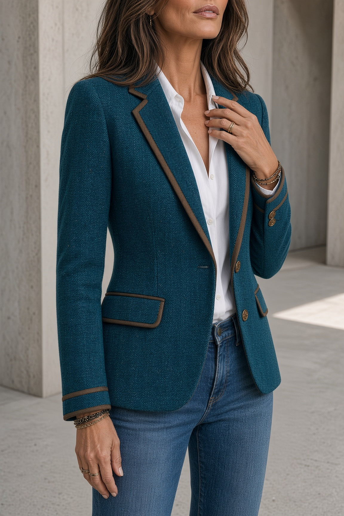 Luna | Vintage Herringbone Blazer