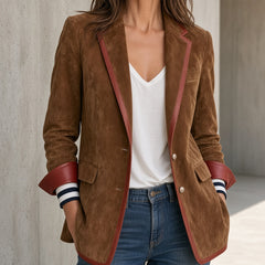 Elena | Vintage Blazer with Burgundy Trim
