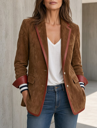Elena | Vintage Blazer with Burgundy Trim