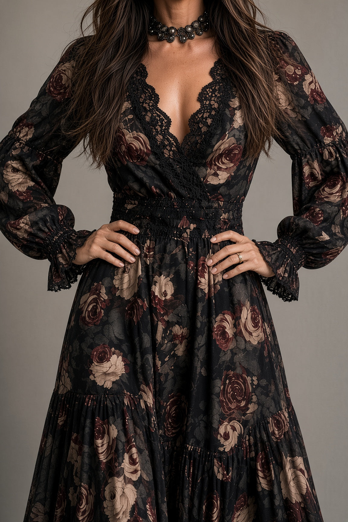 Elena | Floral Tiered Wrap Dress