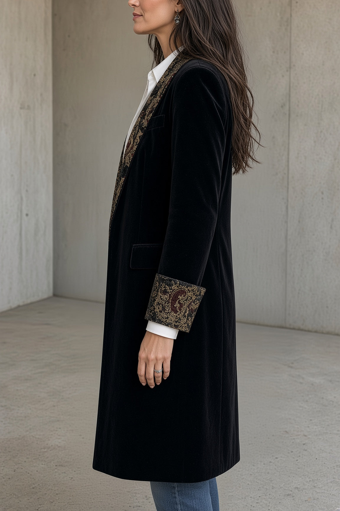 Monica | Longline Velvet Coat