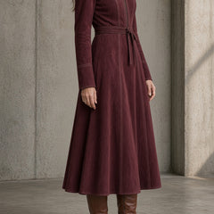 Rosa | Belted Zip-Front Midi Dress