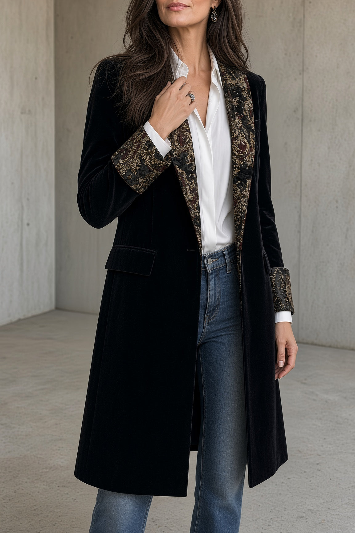 Monica | Longline Velvet Coat