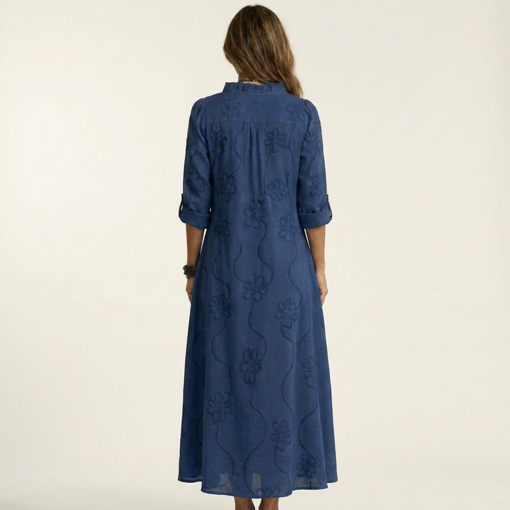 Mariam | Maxi Dress with Tonal Floral Embroidery