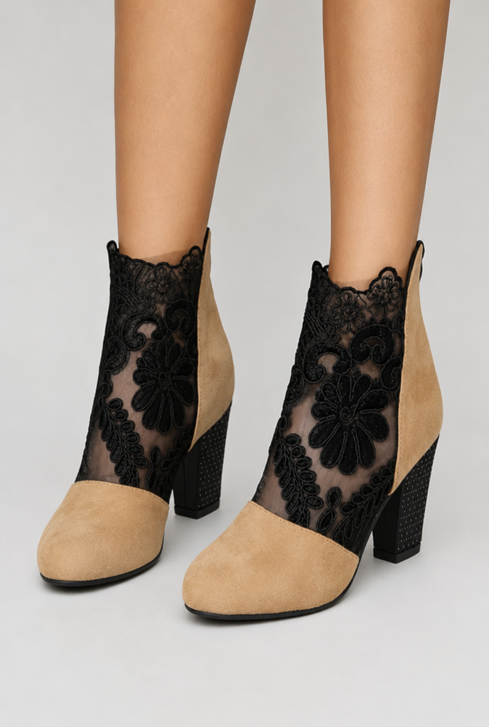 Alyssa | Floral Lace Ankle Boots
