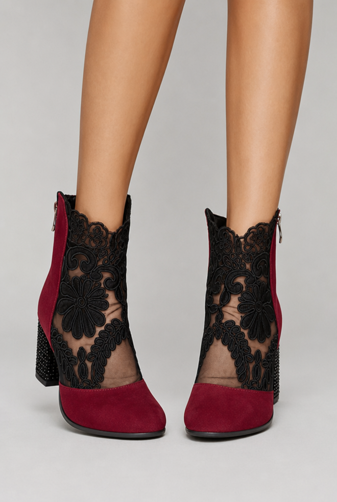 Alyssa | Floral Lace Ankle Boots