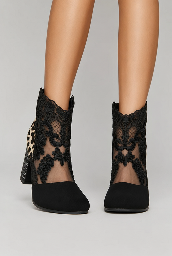 Alyssa | Floral Lace Ankle Boots