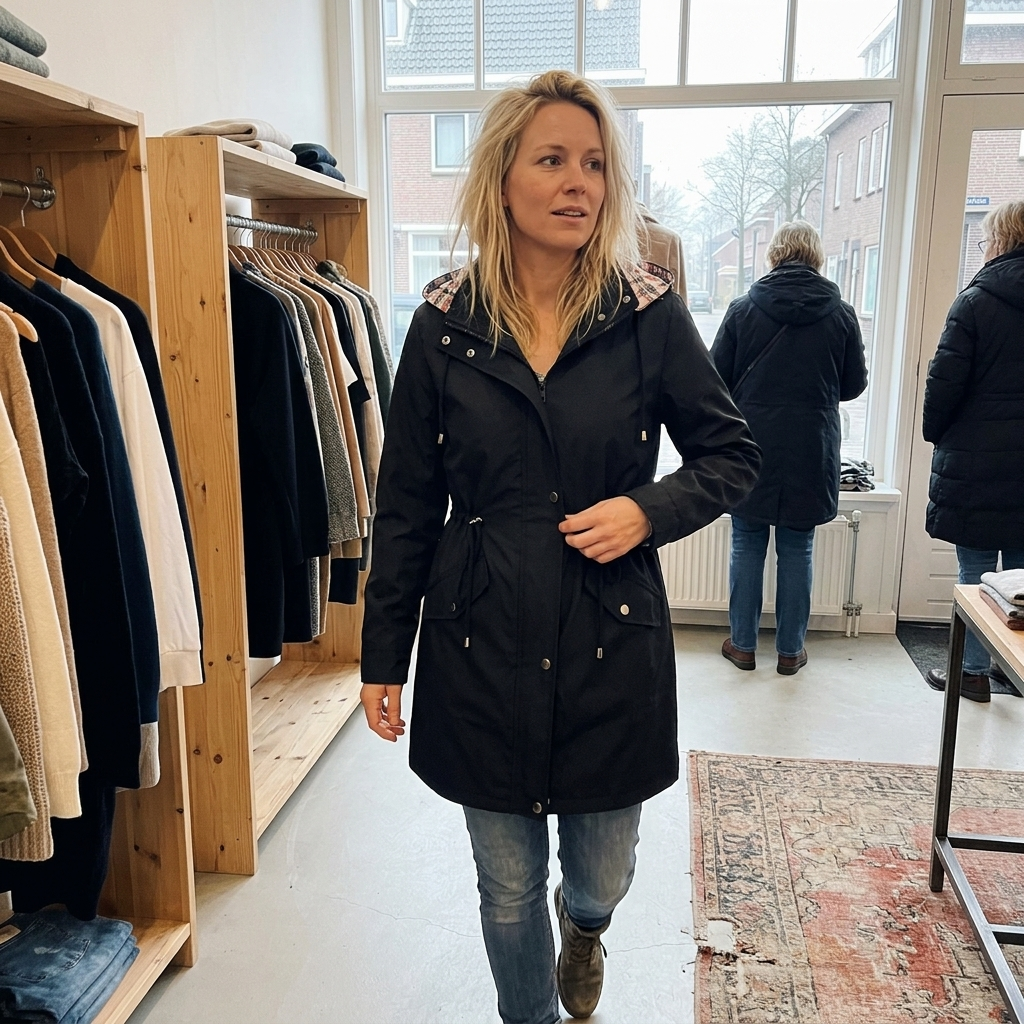 Clara | Hooded Check-Lined Rain Jacket