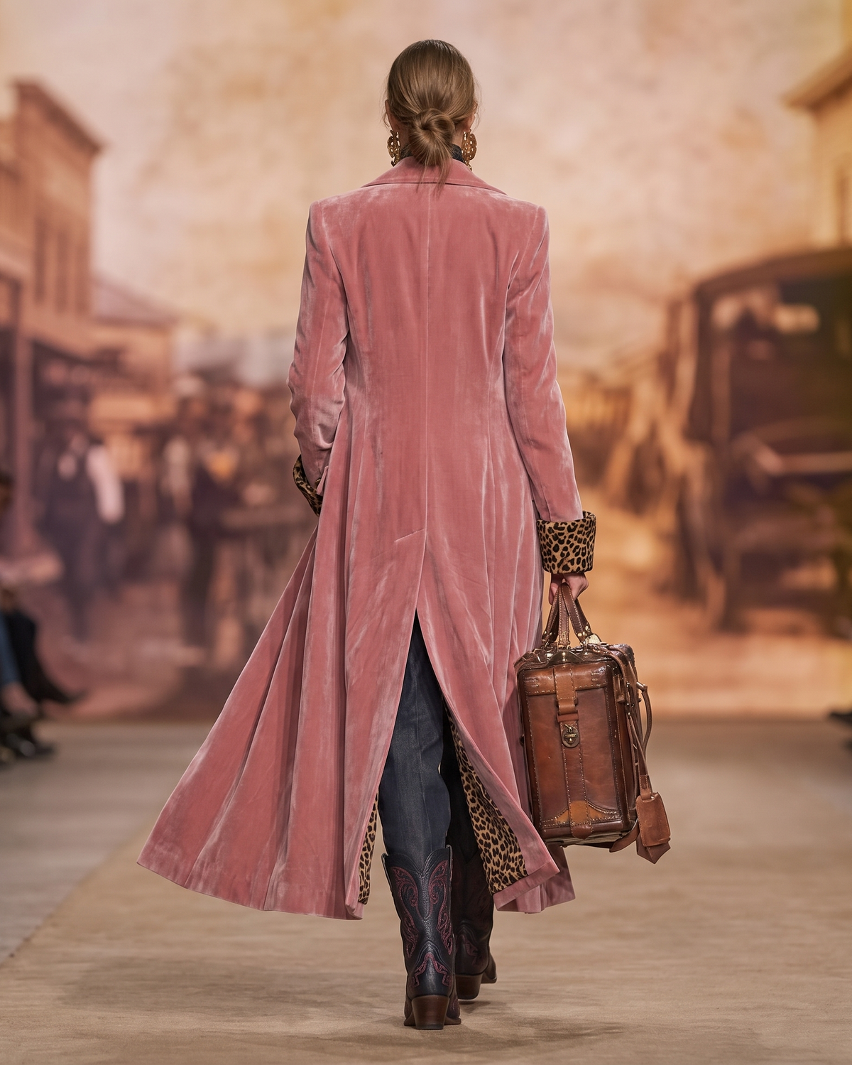 Madison | Long Coat with Leopard-Print Lining