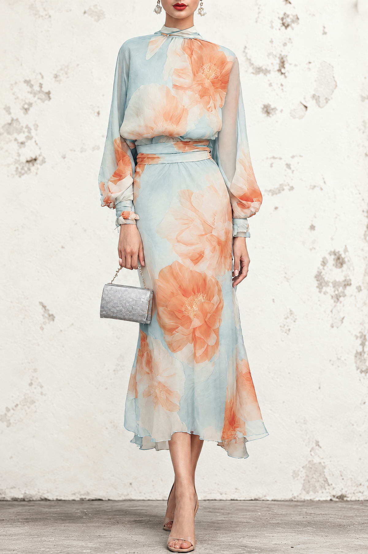 Ottavia | Roll-Neck Top and Floral Skirt Set