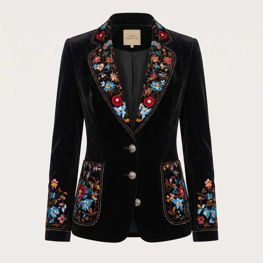 Apollonia | Multicoloured Floral Embroidered Blazer
