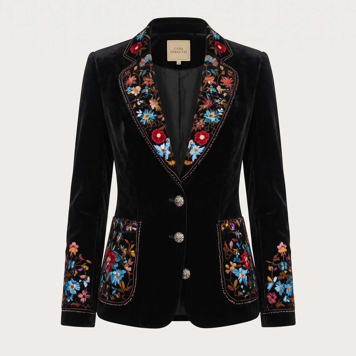 Apollonia | Multicoloured Floral Embroidered Blazer