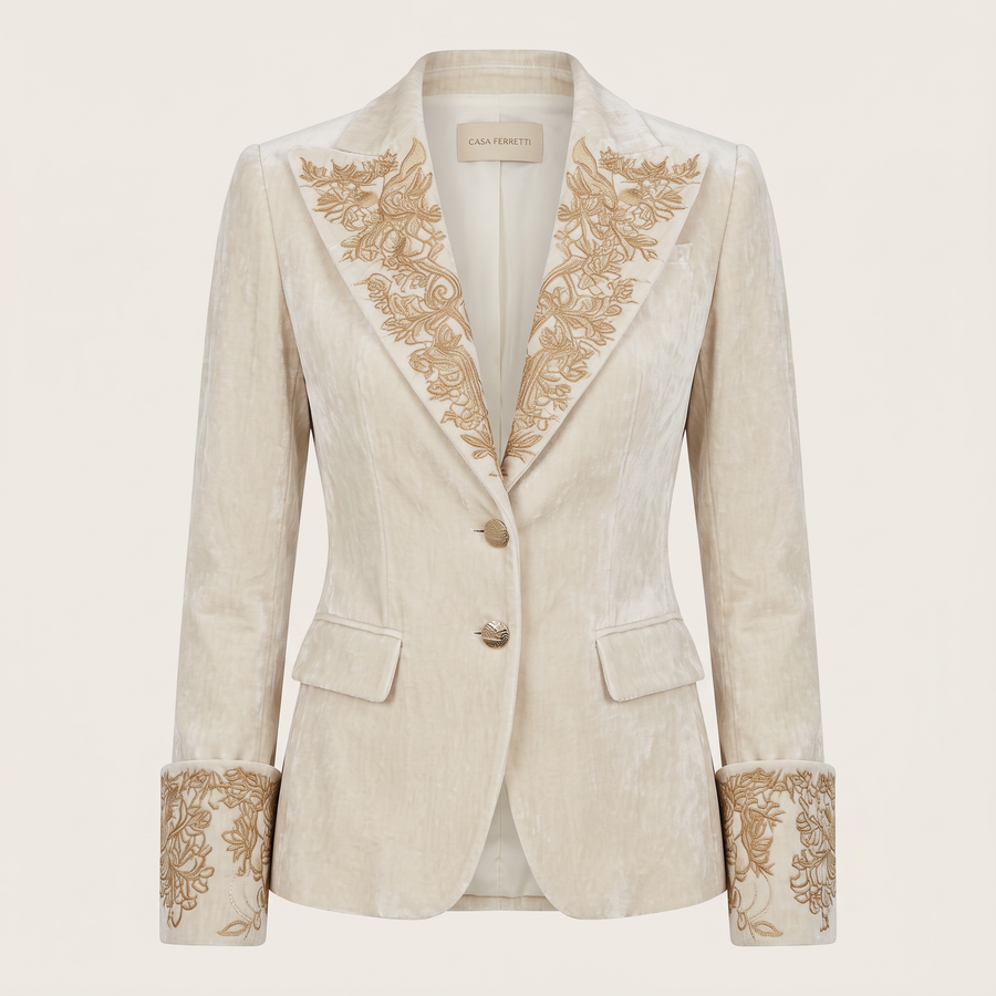 Costanza | Ivory Embroidered Blazer