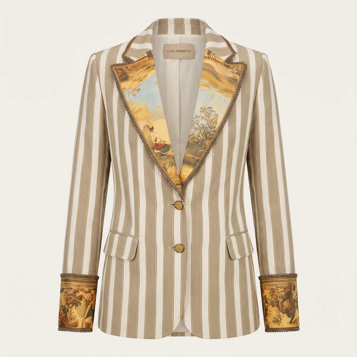Susanna | Striped Bohemian Blazer with Printed Collar