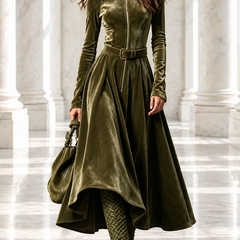 Raffaella | Vintage Velvet Zip-Front Maxi Dress