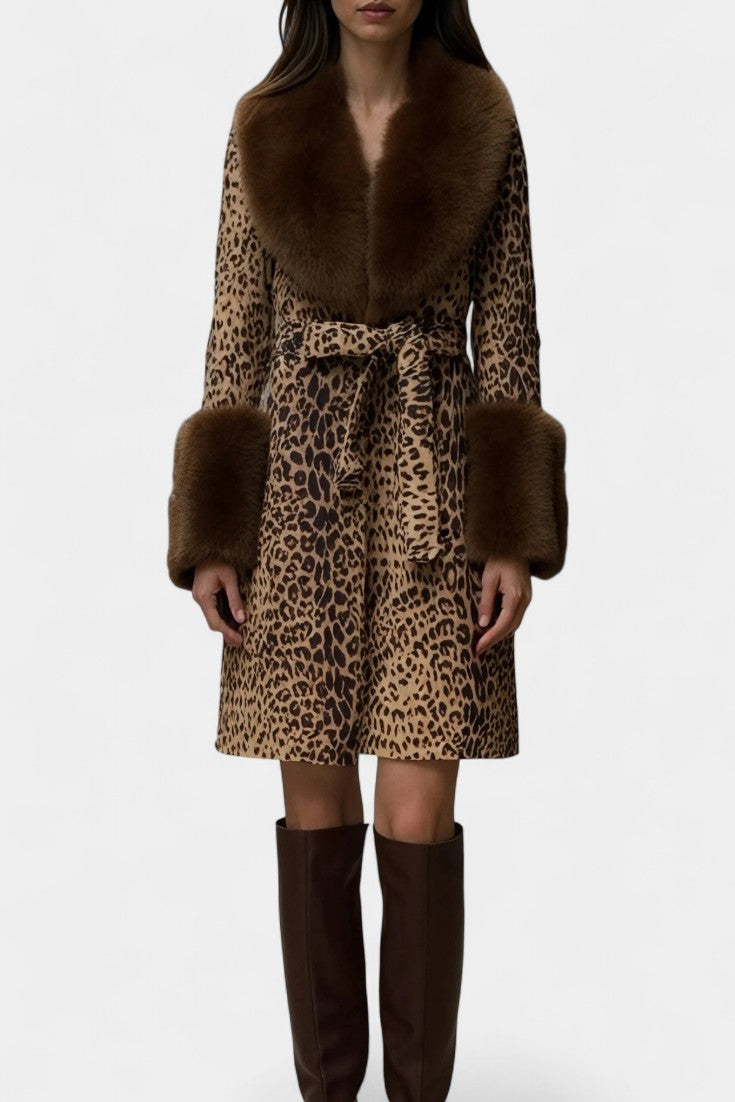 Pippa | Belted Fur-Trim Statement Coat