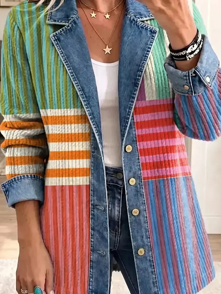Héloïse | Veste Rétro à Motif Géométrique Style Art