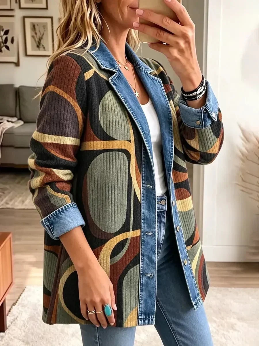 Avril | Veste en Jean Vintage Abstraite