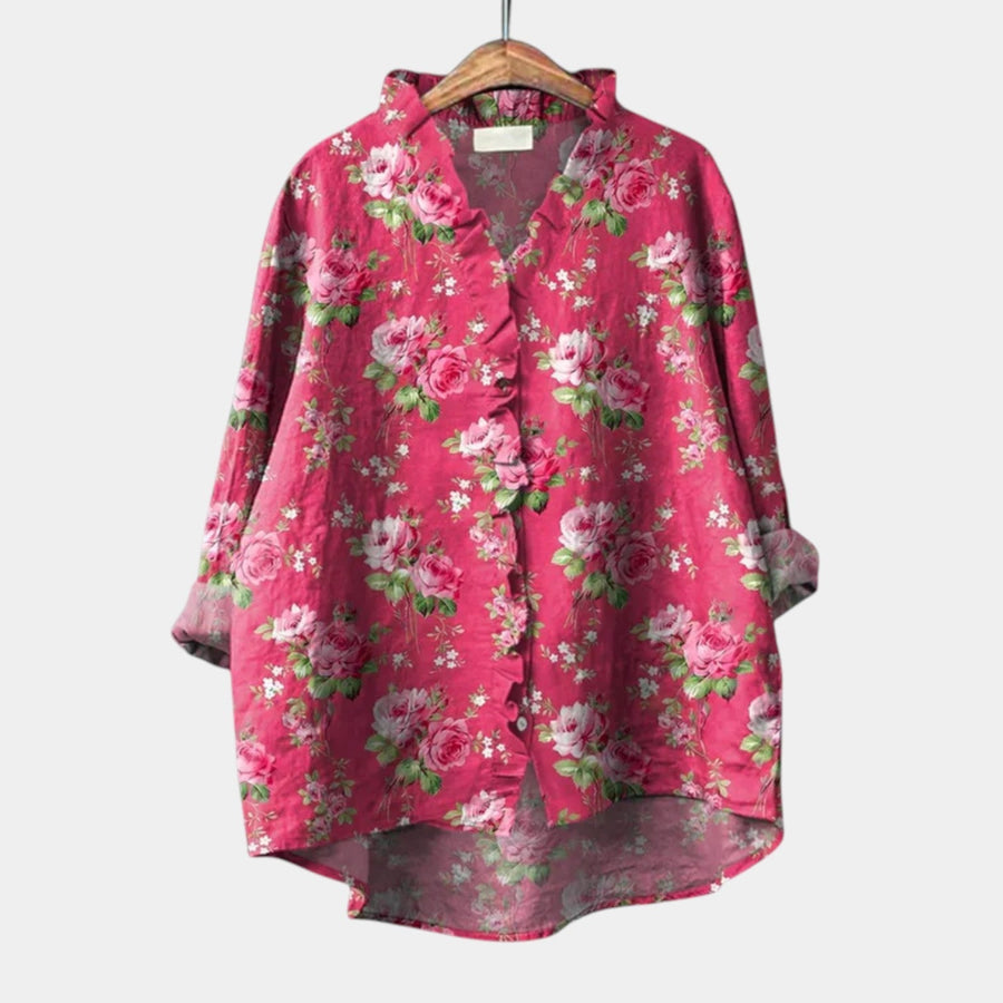 Ameilia | Fuchsia Rose Print Blouse