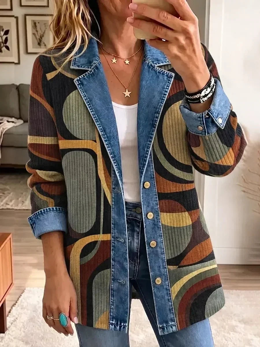 Avril | Veste en Jean Vintage Abstraite
