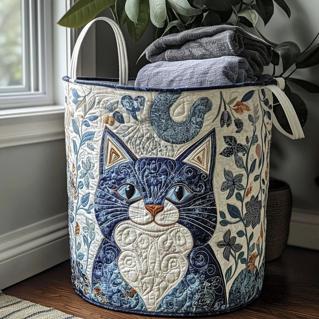 Indigo | Indigo Cat Charm Quilted Laundry Basket
