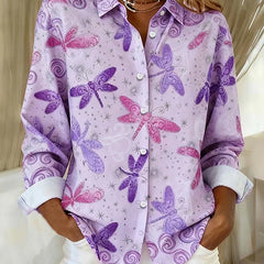 Verity | Whimsical Butterfly Print Button Blouse