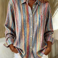 Fenella | Vintage Multicolour Striped Button Blouse