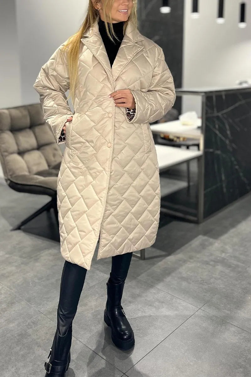 Liv | Reversible Quilted Coat with Leopard Lining