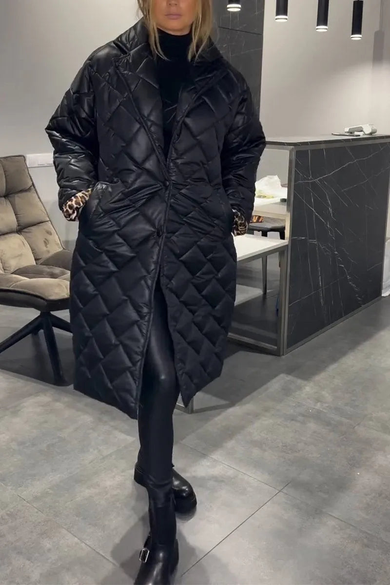 Liv | Reversible Quilted Coat with Leopard Lining